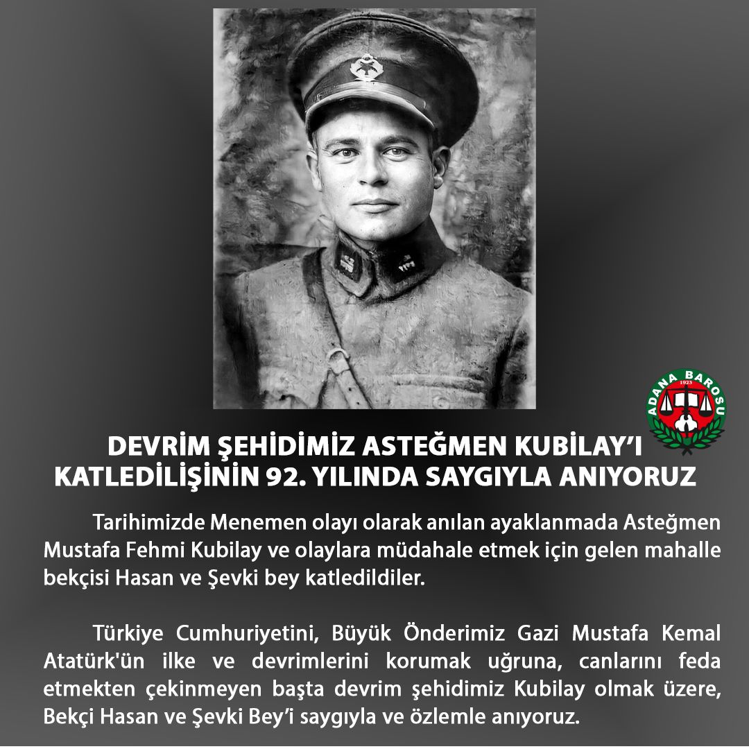 DEVRİM ŞEHİDİMİZ ASTEĞMEN KUBİLAY’I KATLEDİLİŞİNİN 92. YILINDA SAYGIYLA ANIYORUZ 